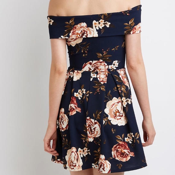Floral Off The Shoulder Skater Dress - Picture 2 of 2